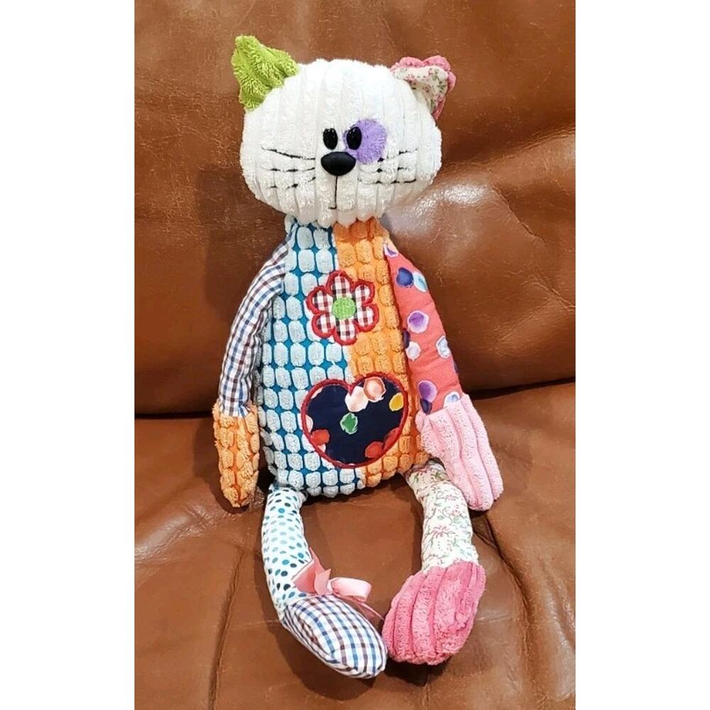 Rare16 Inch Multi-fabric Appliqued Gund Studio G Kitty Cat Stuffed Animal Plush
